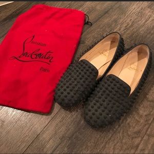 Gray Louboutin loafers